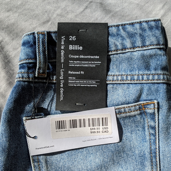 NWT Frank & Oak | Billie Relaxed Fit Jean, 26 - Picture 5 of 5